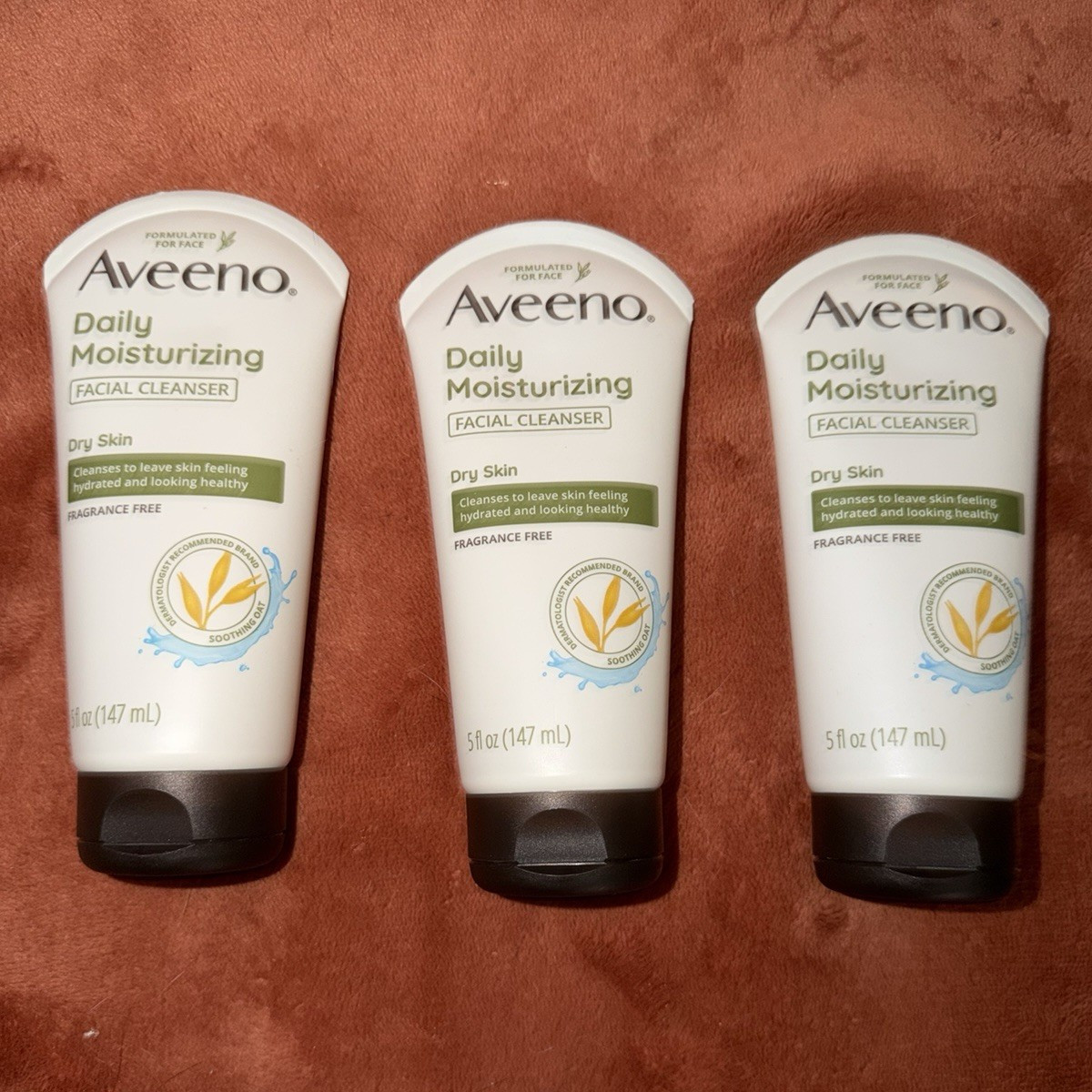 Aveeno Daily Moisturizing Facial Cleanser Dry Skin Fragrance-Free 5 fl oz 3-Pack