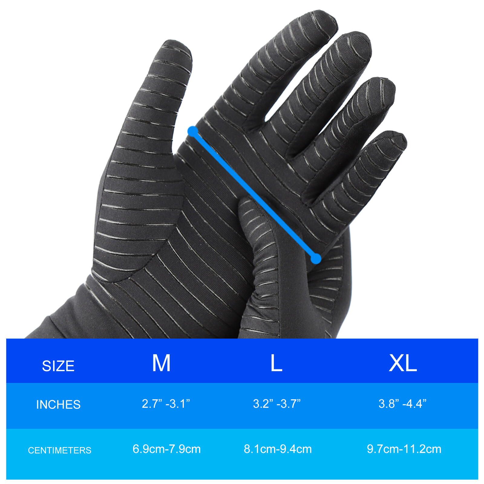 2 Pairs Copper Arthritis Compression Gloves Hand Support Joint Pain Relief Sport