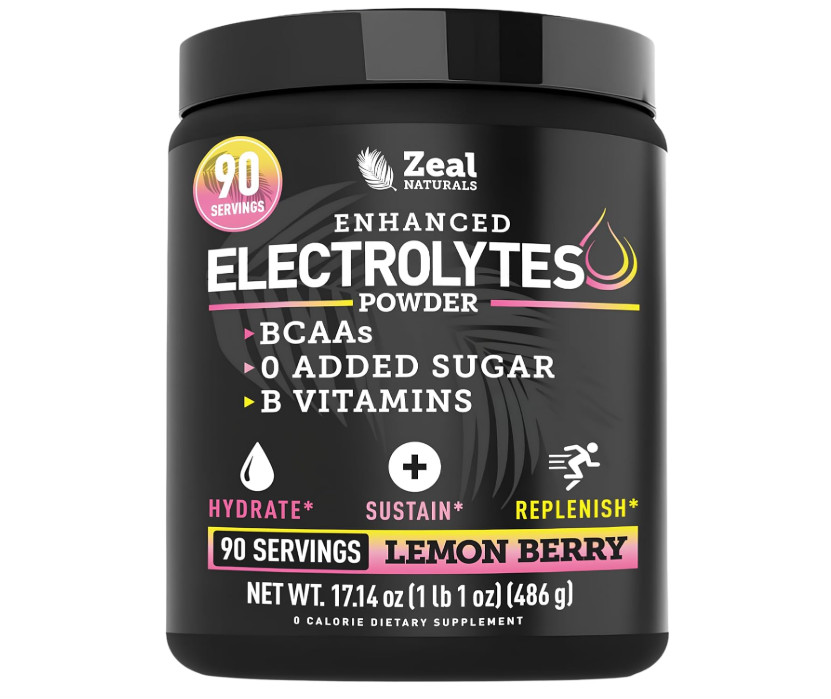 Zeal Electrolyte Powder, Lemon Berry, Zero Sugar, 90 Servings