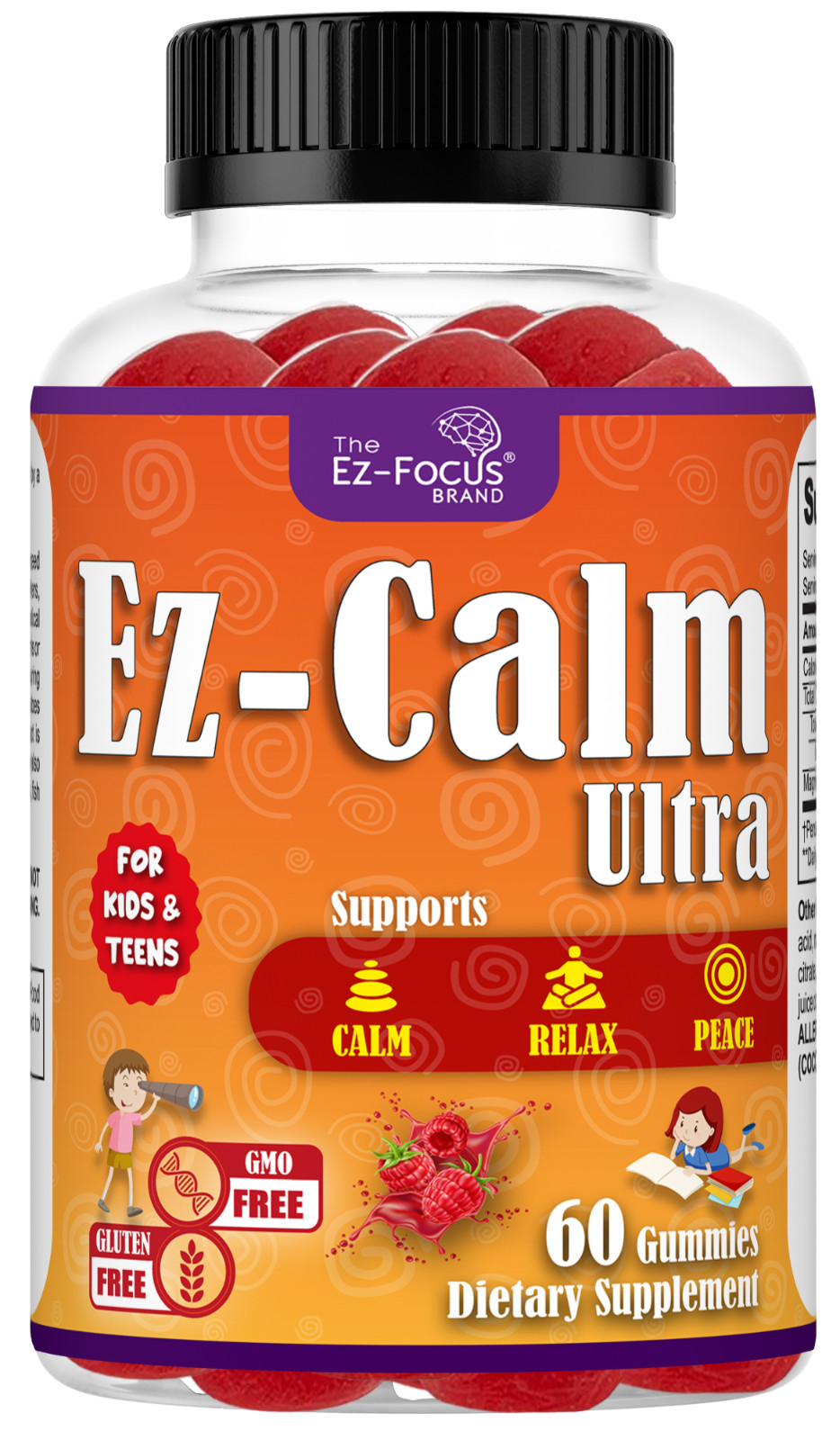 Relaxing Calm Magnesium Gummies for Kids -Great Tasting Kids Magnesium 60Gummies