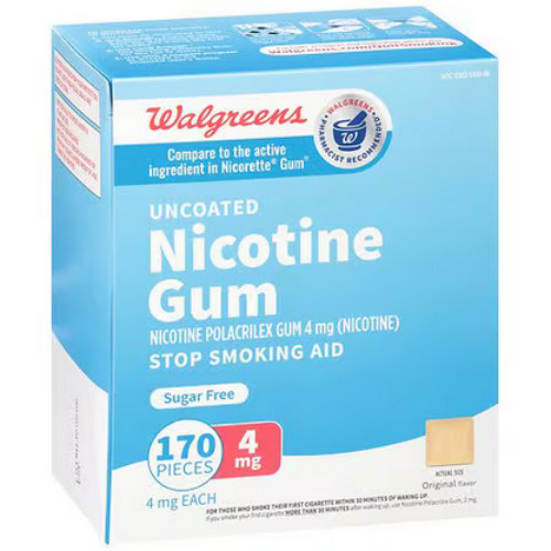 “HOT SALE” Nicotine Walgreens gum uncoated 4mg 170ct sugar free EX03/2028 SEALED