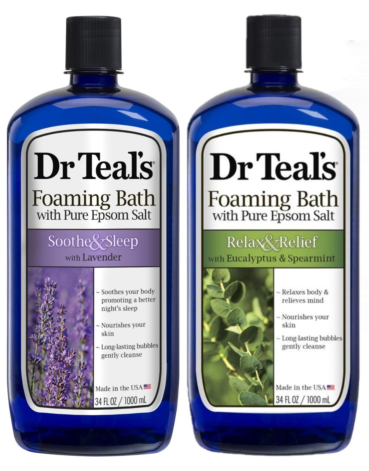 Foaming Bath Gift Set (2 Pack, 34oz) – Lavender & Eucalyptus – Epsom Salt Relaxa