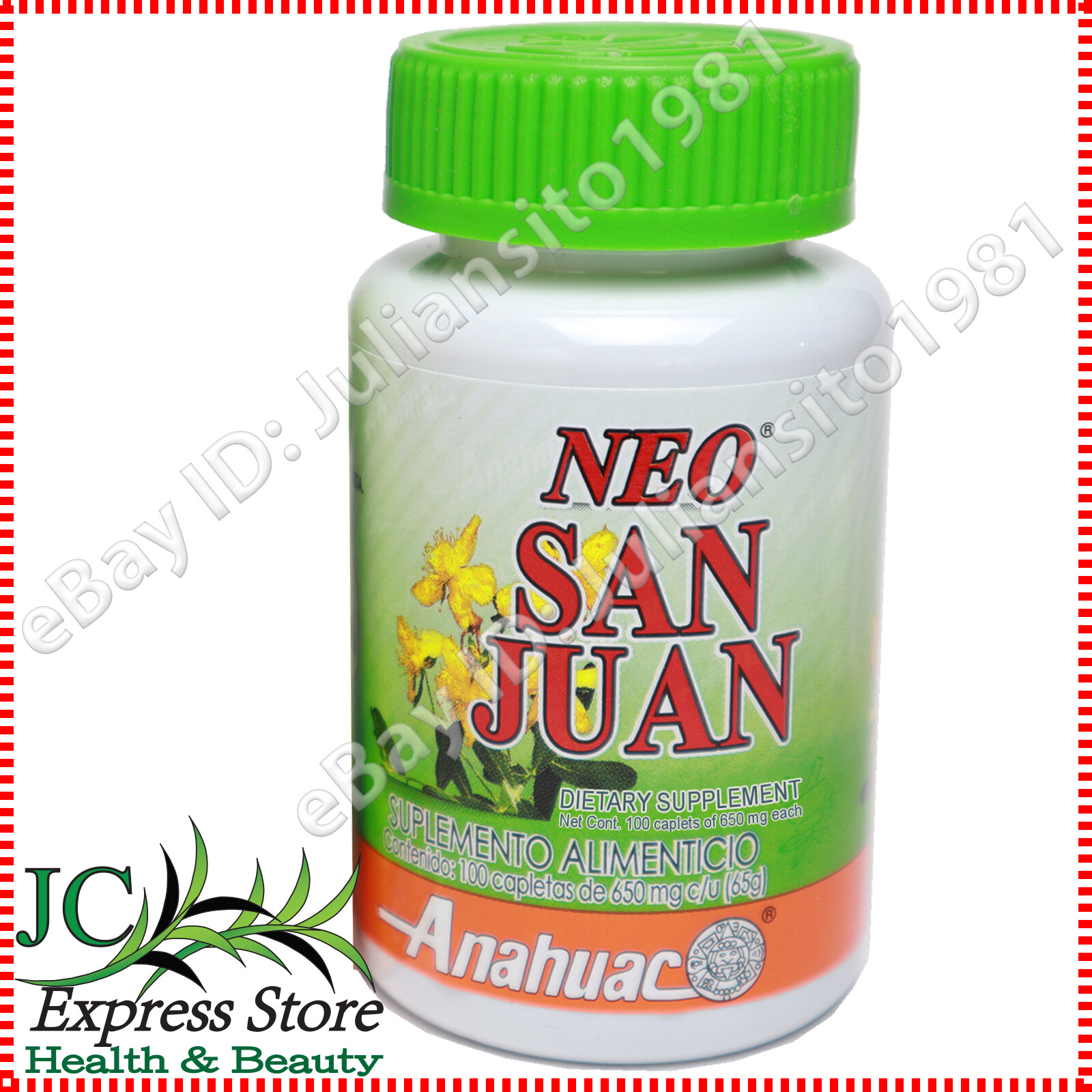 NEO HIERBA DE SAN JUAN DIETARY SUPPLEMENT ST. JOHN’S WORT HERB 100 CAPLETS 650MG