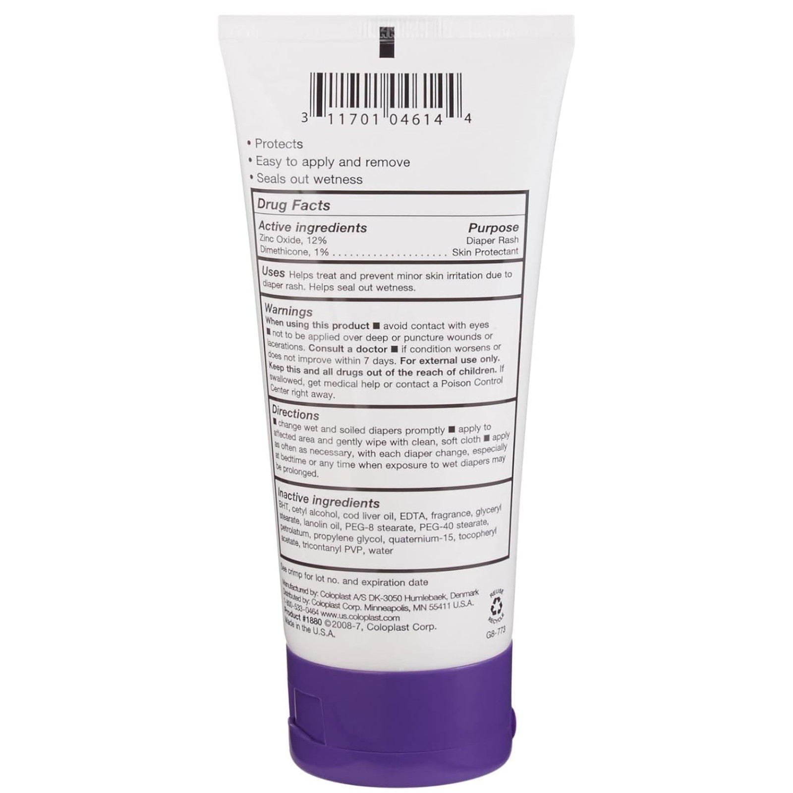 Coloplast Baza Skin Protectant Moisture Barrier Cream 5oz Tube 6Ct 1880