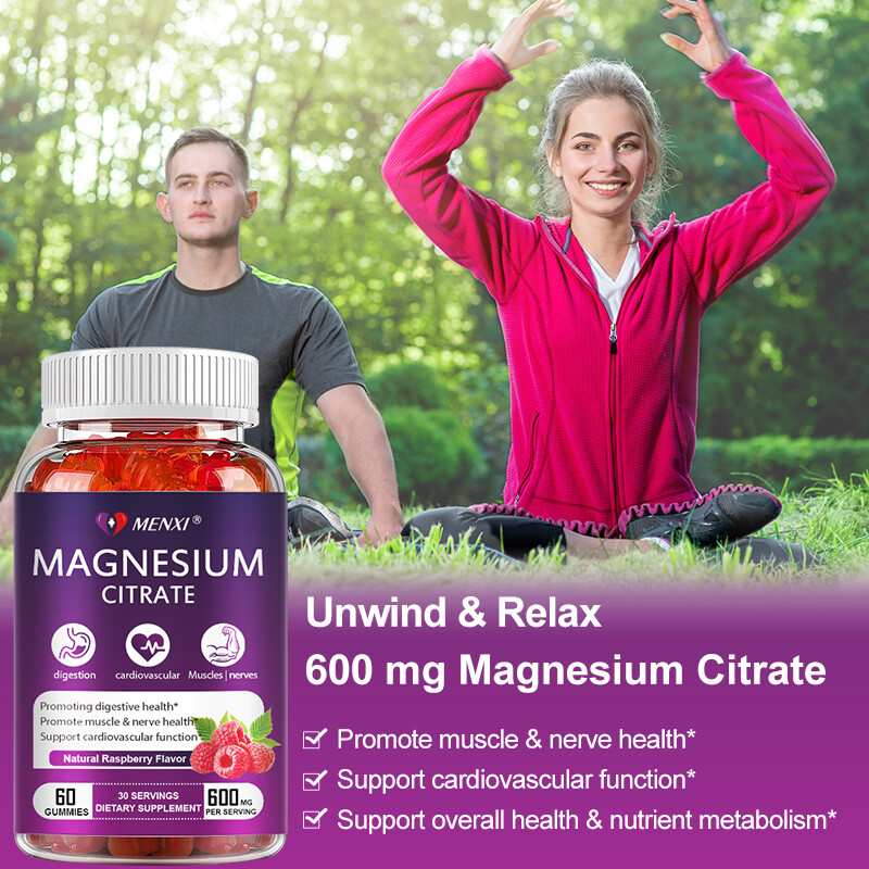 2 Pack MENXI Magnesium Citrate Gummies 600mg per Serving – 60 Vegan Gummies
