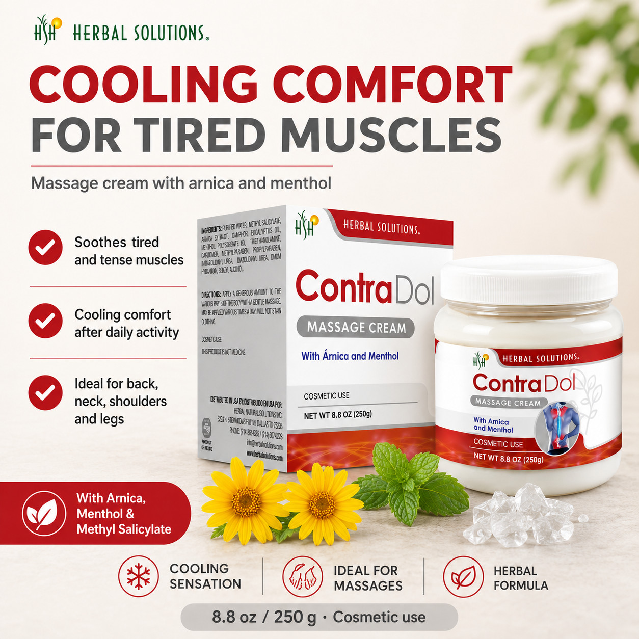 Herbal Solutions Contradol Arnica Cream – Cooling Muscle & Joint Comfort