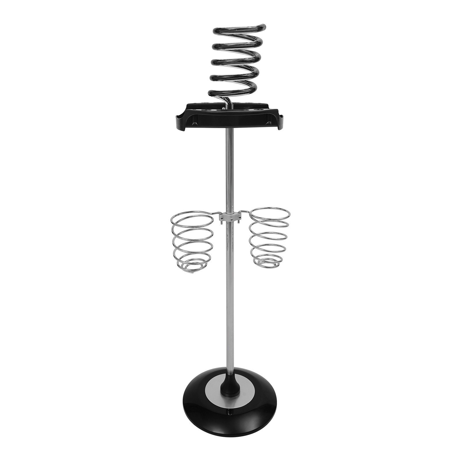 Hair Dryer Stand with Tray & Spiral Holders Freestanding Holder Hands-Free Black