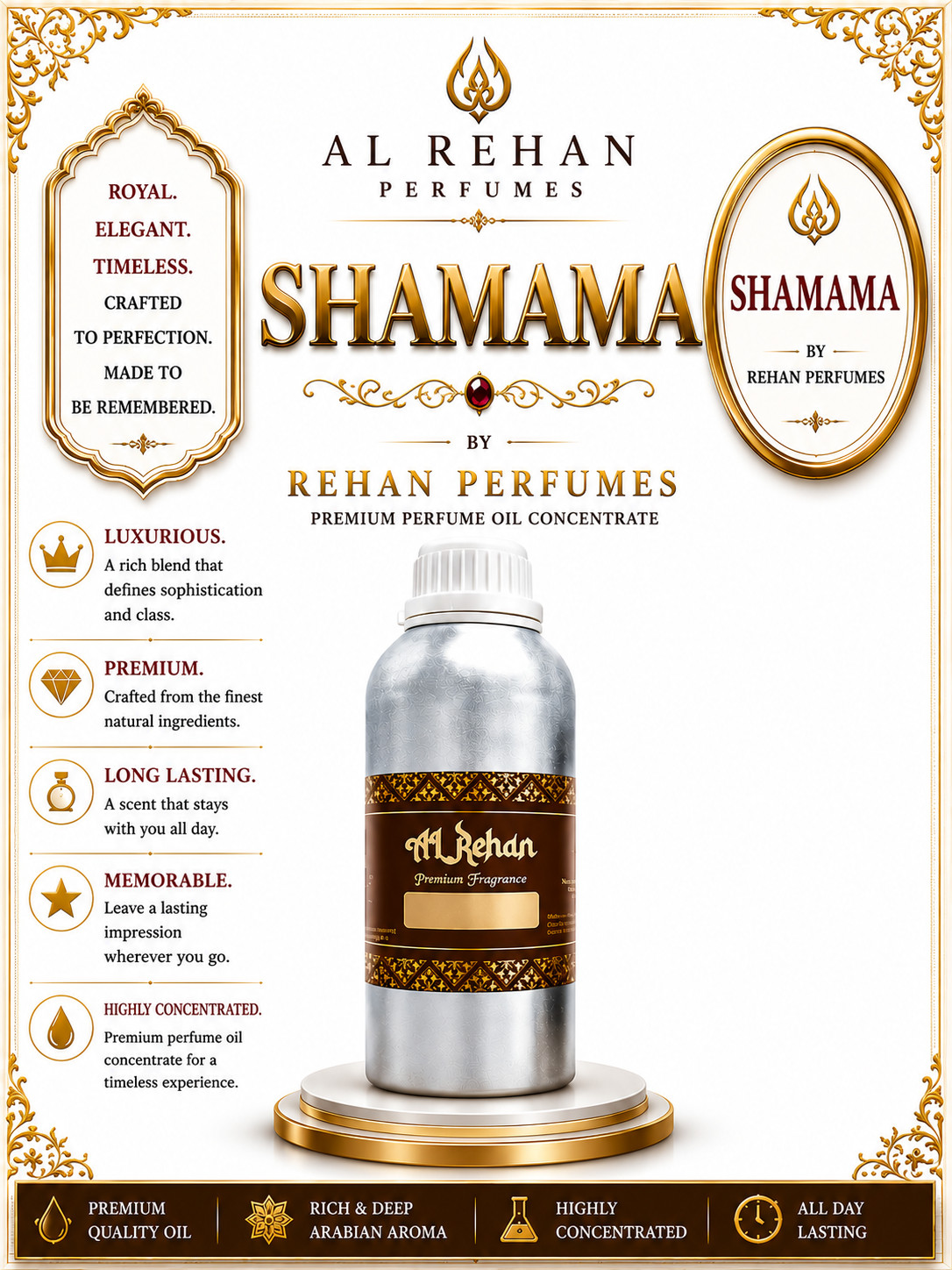 Al Rehan Perfumes Shamama Premium Attar Perfume Oil Best Long Lasting Scent Oil