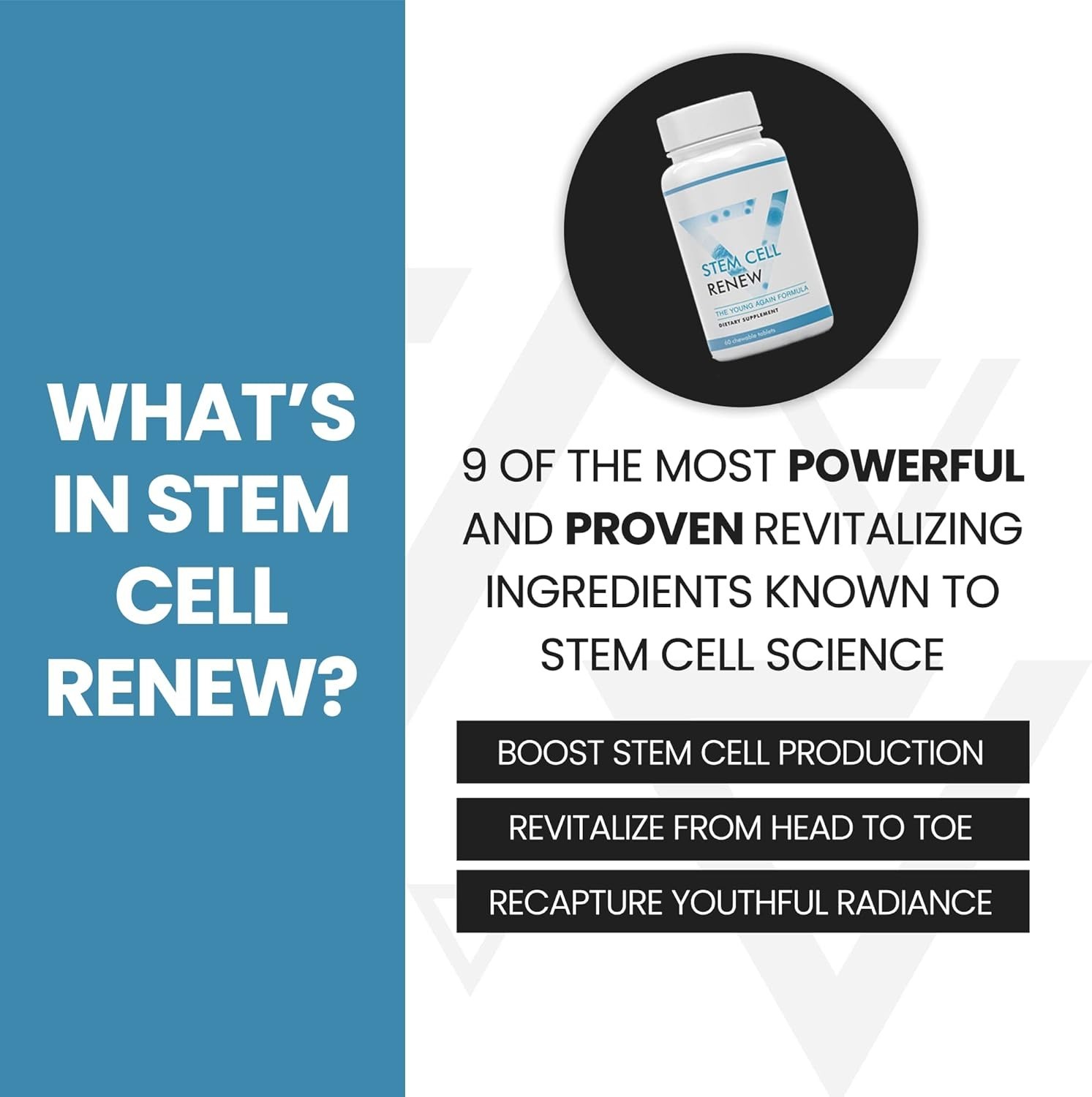 Unflavored Stem Cell Renew Capsules Rejuvenate Your Body & Mind – 30-Day Supply-