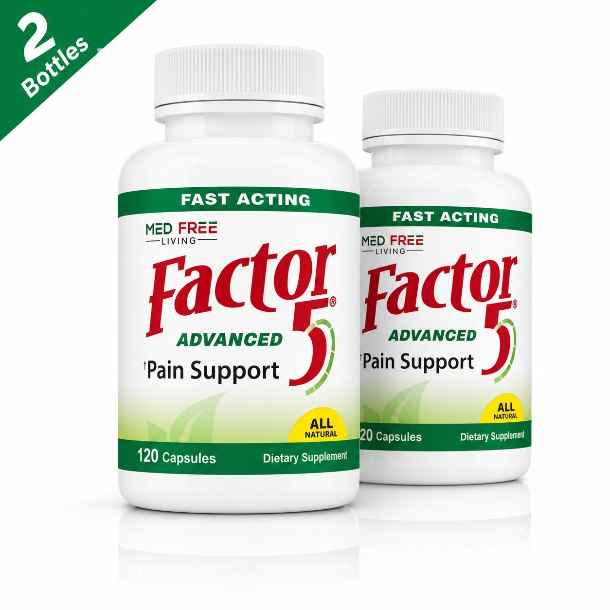 Med Free Living Factor 5 Joint Support Capsules 120 Count, 2 Bottles