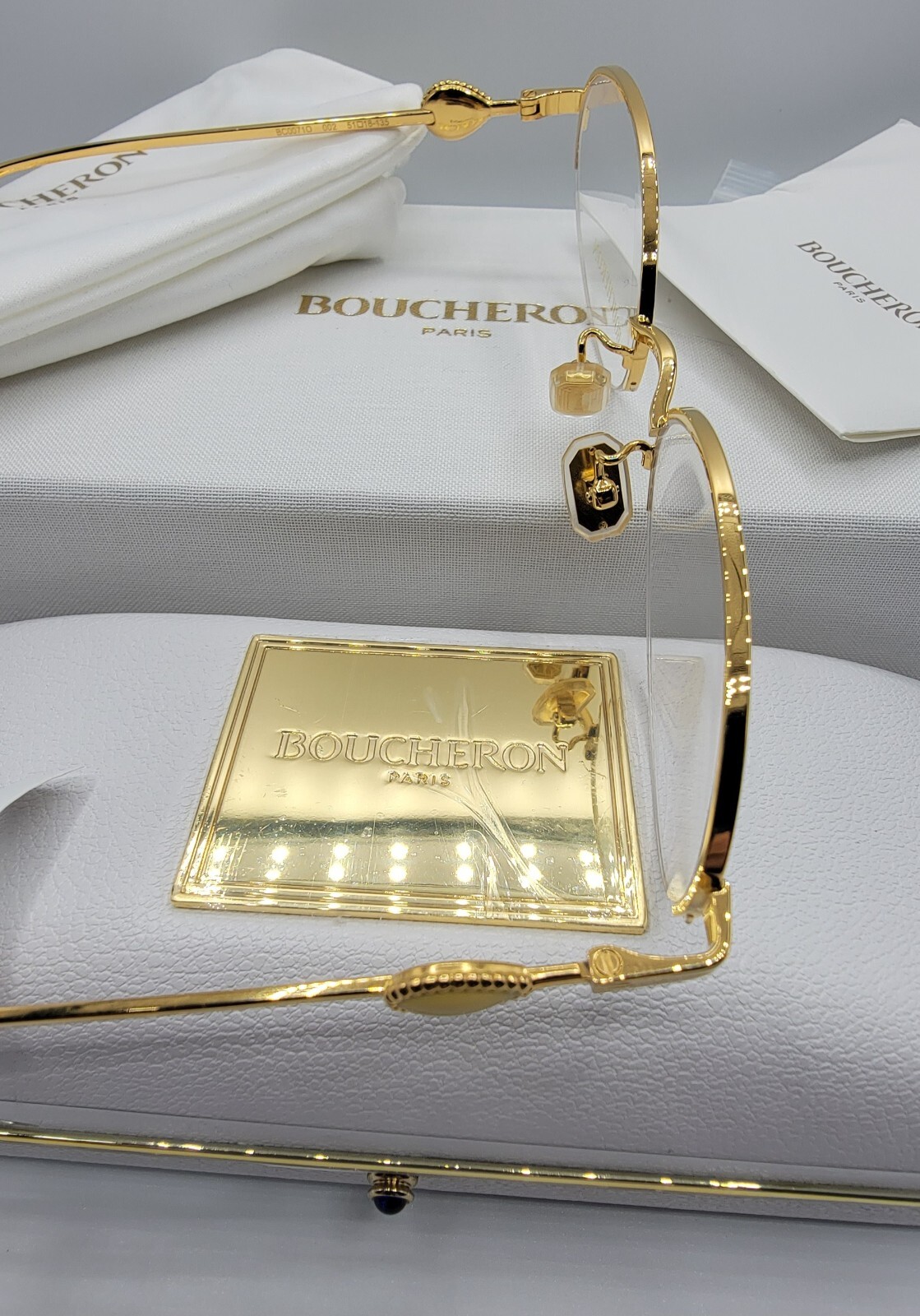 Boucheron Women Eyeglasses BC0071O 002 Color Gold SEMI RIMLESS Frame – Brand NEW