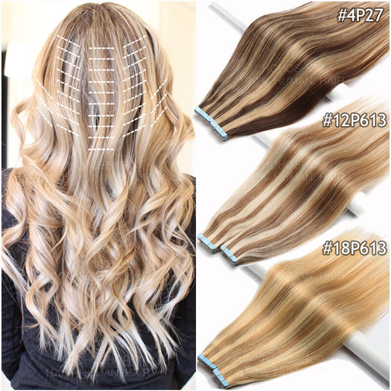Tape in Non-allergic Glue 100% Remy Human Hair Extension Stick Skin Weft THICK