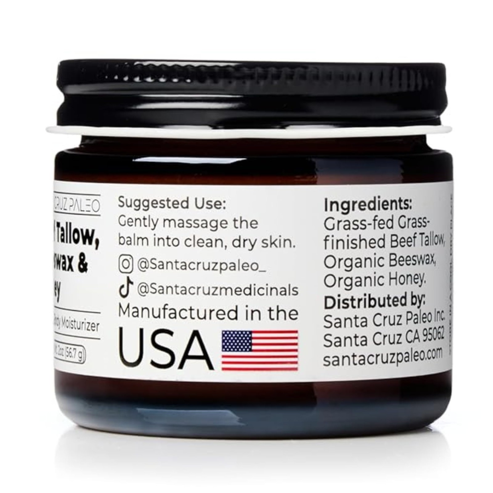 Organic Beef Tallow & Beeswax Face Moisturizer – Unscented, Non-Comedogenic, 2 O