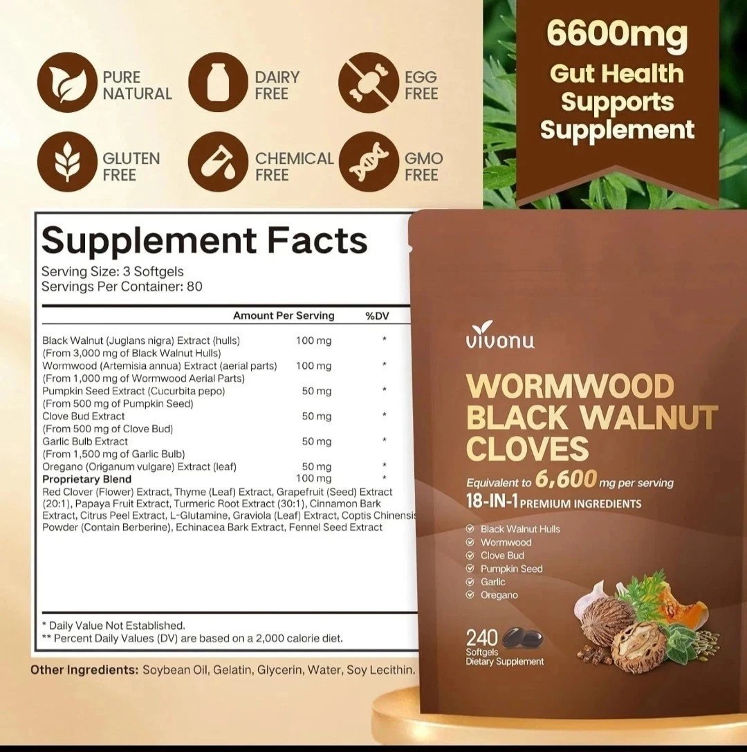 NEW Vivonu Wormwood Black Walnut Cloves 240 Softgels