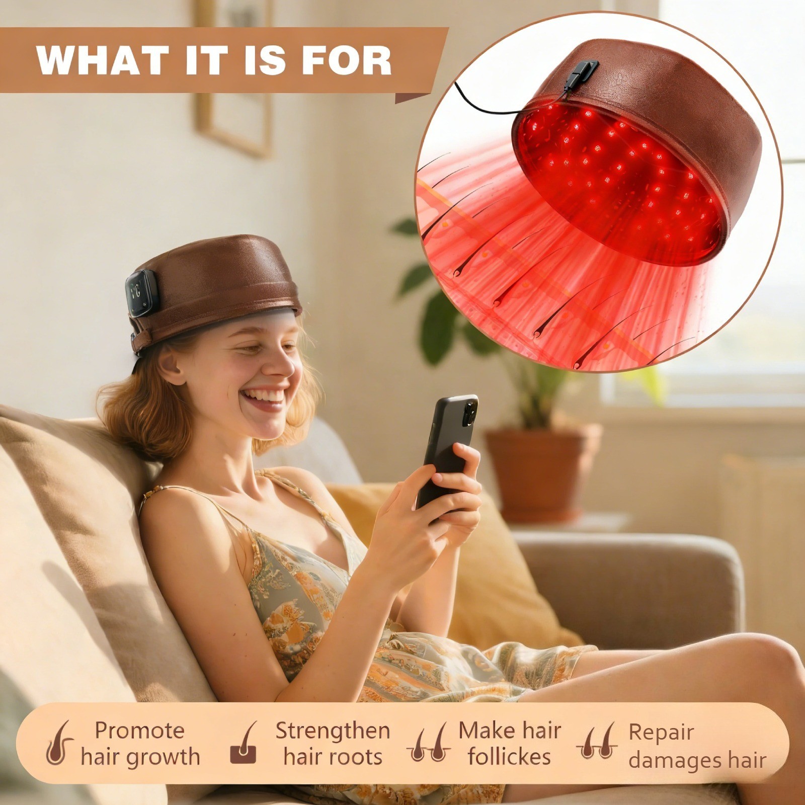 Hair Growth Cap 660nm&850nm Red Light Therapy Cap 3000mAh Anti Hair Loss