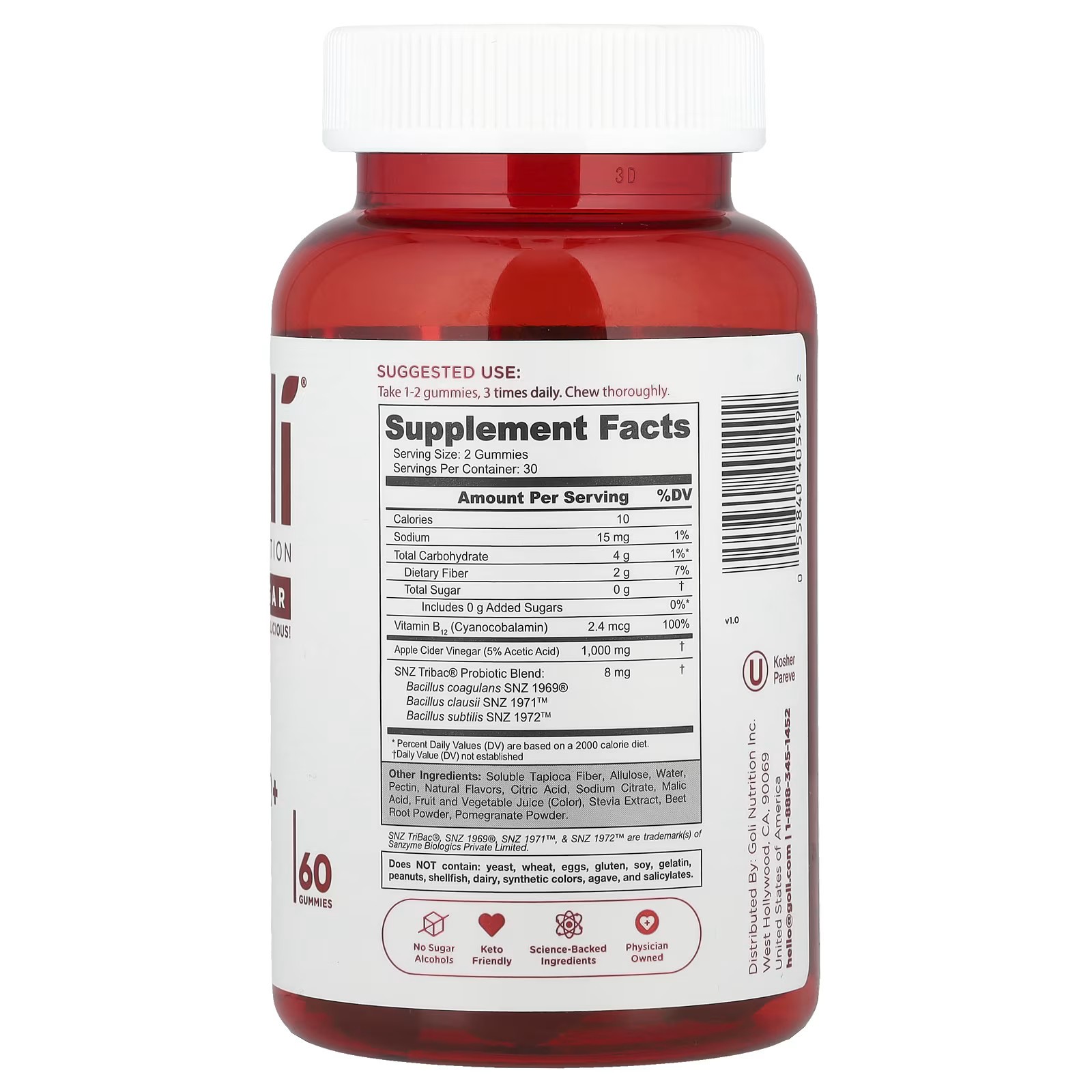 NEW LUXRY Goli Nutrition, World’s First Apple Cider Vinegar+ Gummies , 60Gummies