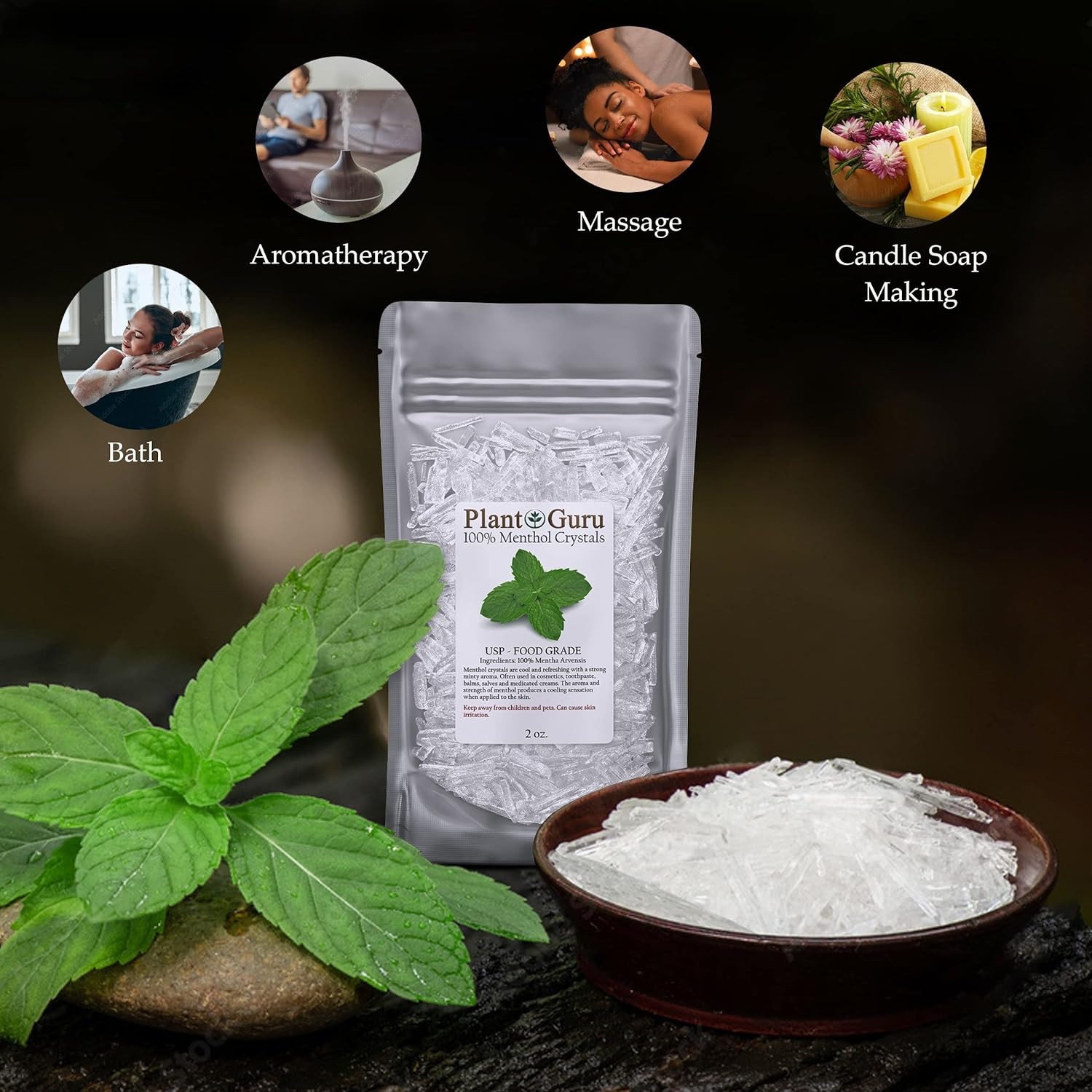 Menthol Crystals 8 Oz. Mentha Arvensis 100% Pure Natural USP Food Grade – Great
