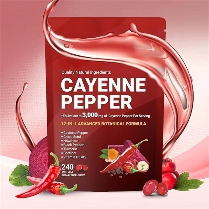 Cayenne Softgels Supplement, Supports Leg VeinHeart and Blood Vessel US Pepper