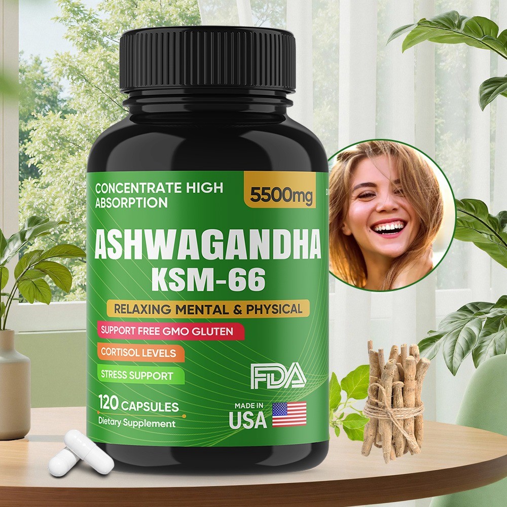 Ashwagandha KSM-66 5500 mg Improve Energy Stress Sleep Support Capsules 120