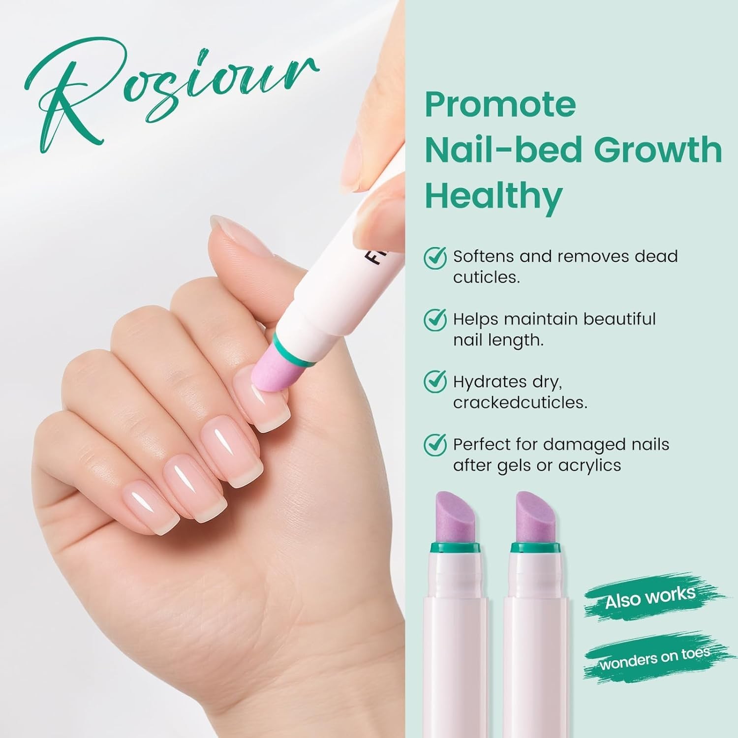 Ceramic Cuticle Oil Pusher Pen -3 in 1 Cuticle Remover Pen for Nails, Nail Care