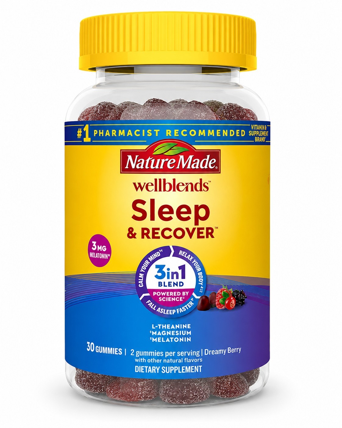 Nature Made Wellblends Sleep and Recover, Sleep Aid W/ Melatonin 3mg 30Ct Gummy
