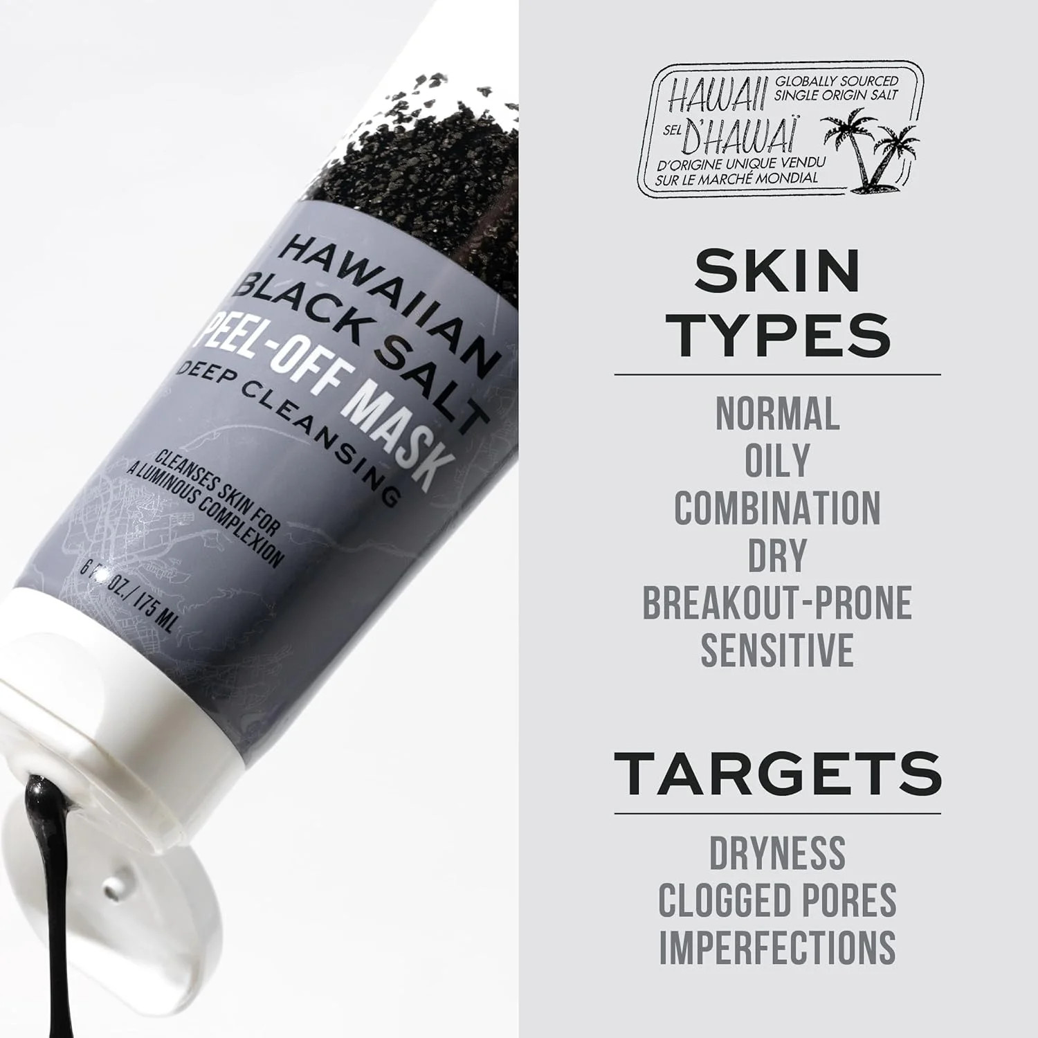 Hawaiian Black Salt Peel Off Face Mask, 6 fl.oz./175 mL Tube