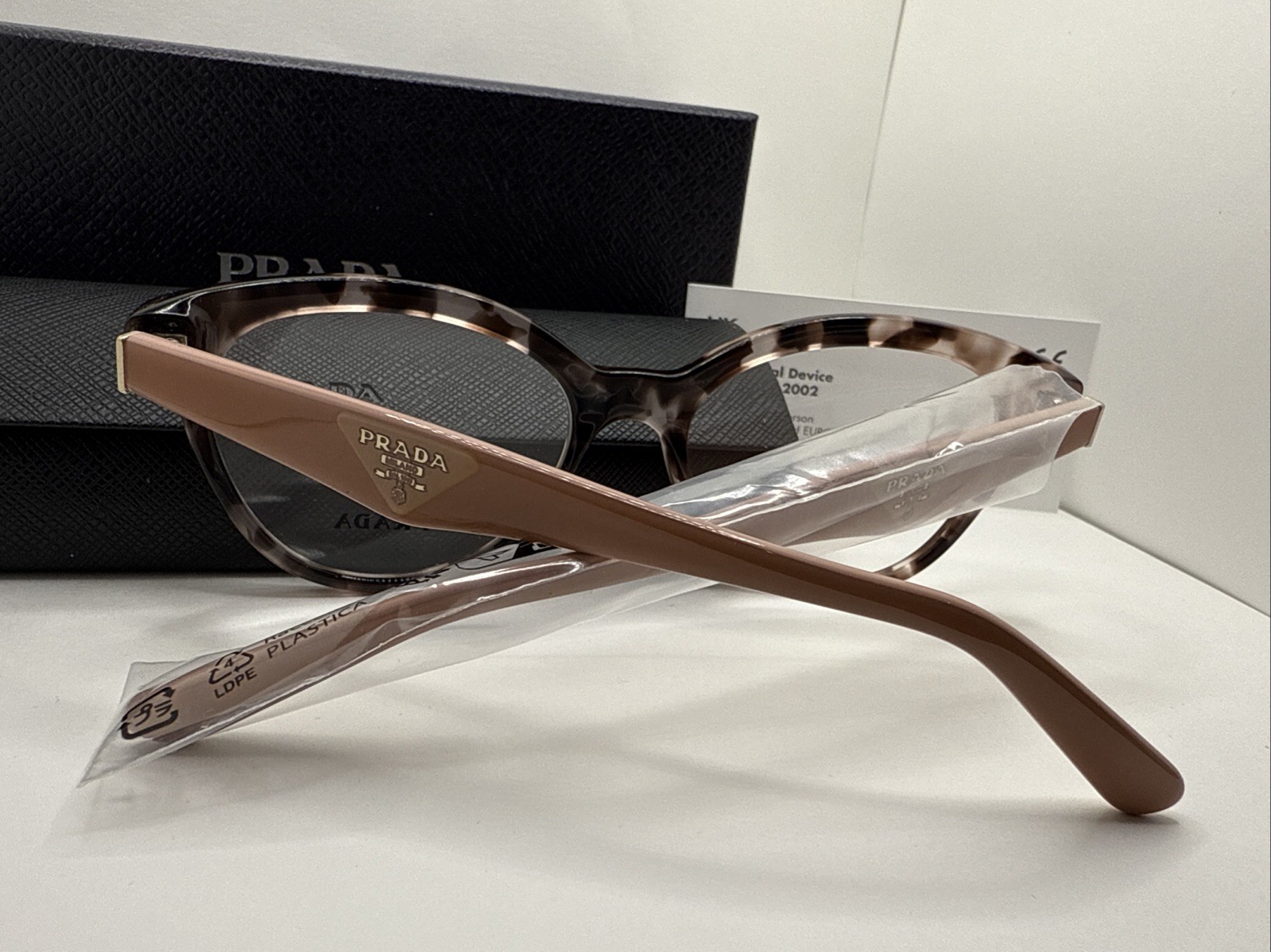 Prada Eyeglasses VPR 11R Sz 52 17 140 ROJ-101 Pink Havana Cat Eye Frame Italy