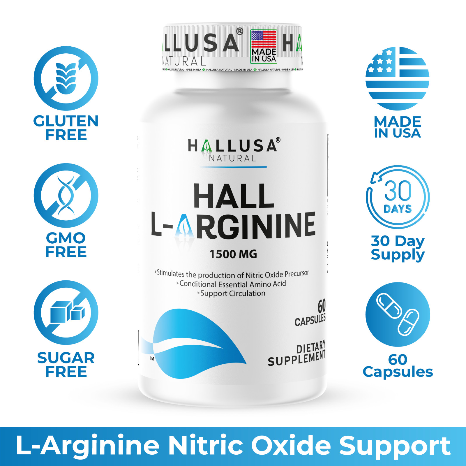 L-ARGININE , Extra Strength Nitric Oxide & Circulation Boost – Muscle RECOVERY