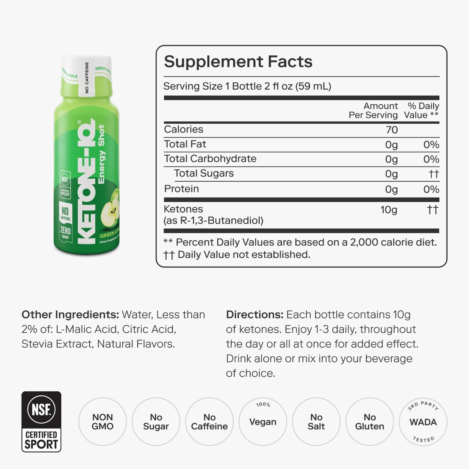 Caffeine-Free Exogenous Ketone Energy Shots – 24 Pack, 10g Ketones, Sugar-Free,