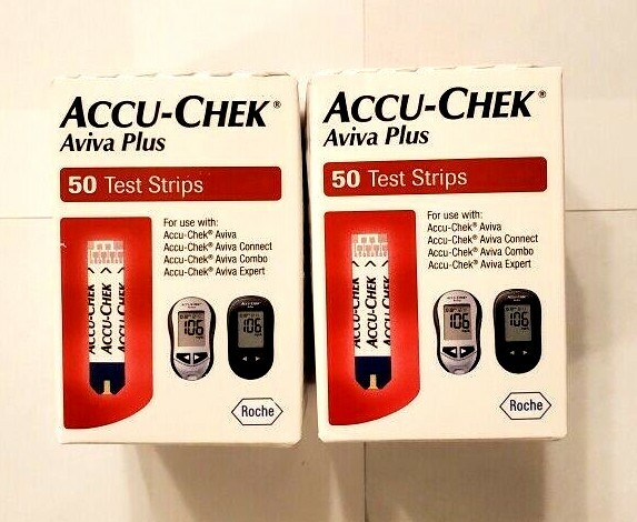 Factory Sealed AccuChek Aviva Plus Diabetic Test Strips 100 ct exp 07/31/2027