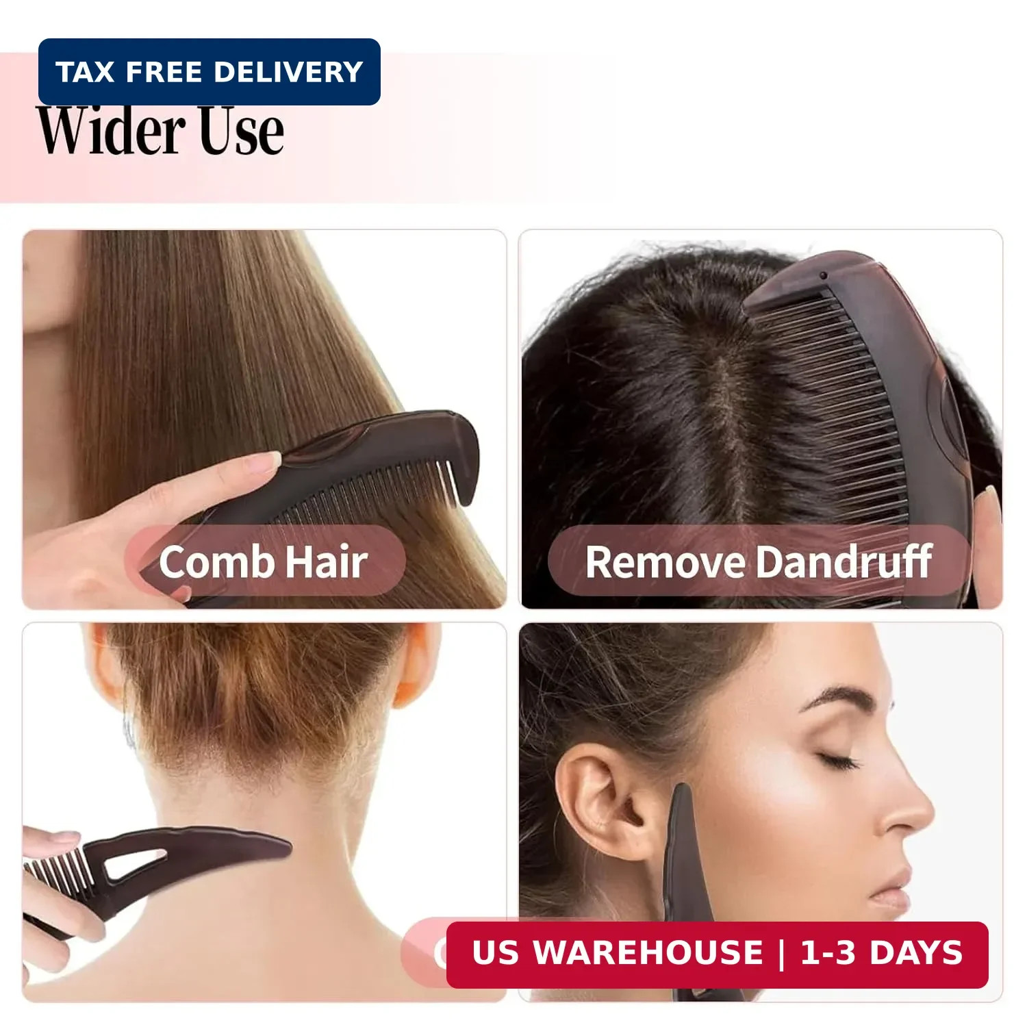 Dandruff Comb, Stainless Steel Fine Tooth Lice/Flea Comb, Psoriasis Comb, Scalp