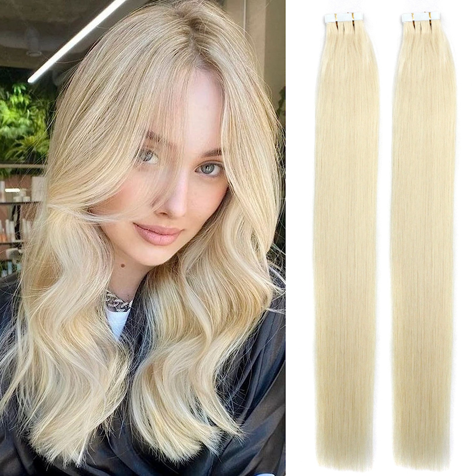 Tape in Hair Extensions 100% Real Human Hair Tape on Skin Weft Highlight Thick