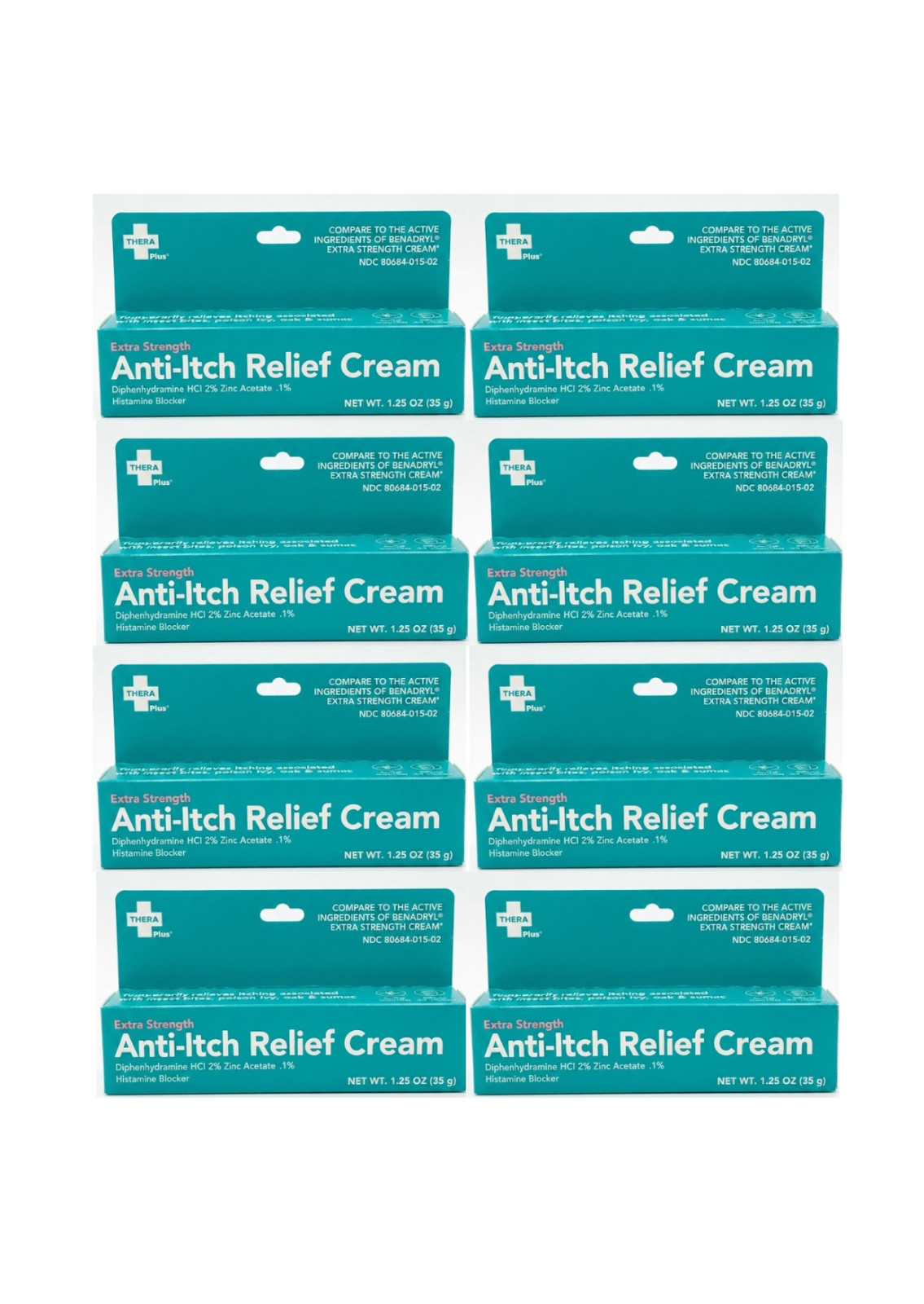 8 Pack Thera Plus Extra Strength Anti-Itch Relief Cream 1.25 oz