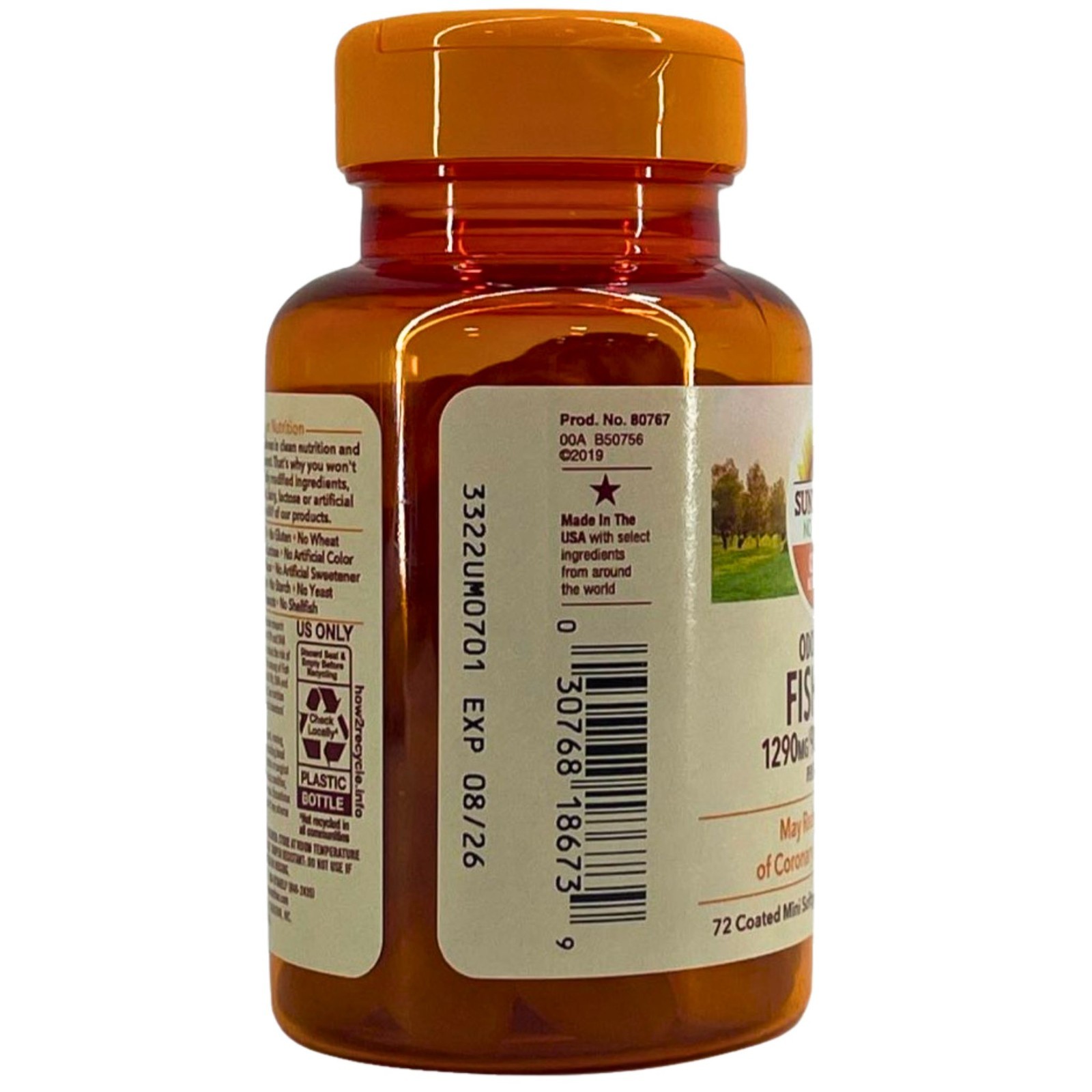 Sundown Odorless Fish Oil 1290mg 72 Softgels 2 Pack Exp 08/2026 New