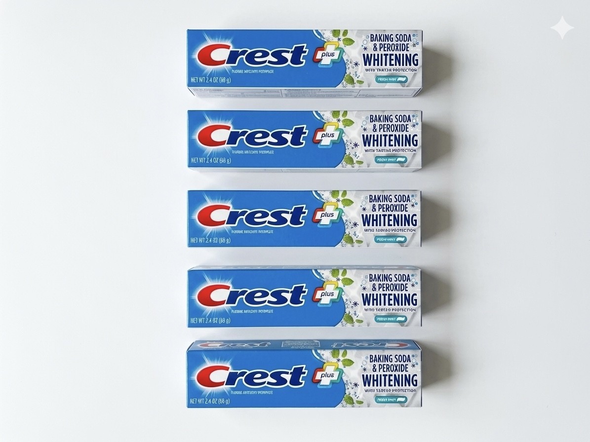 Crest Plus Baking Soda Peroxide Teeth Whitening Toothpaste – 5 Pack-, 2.4 OZ