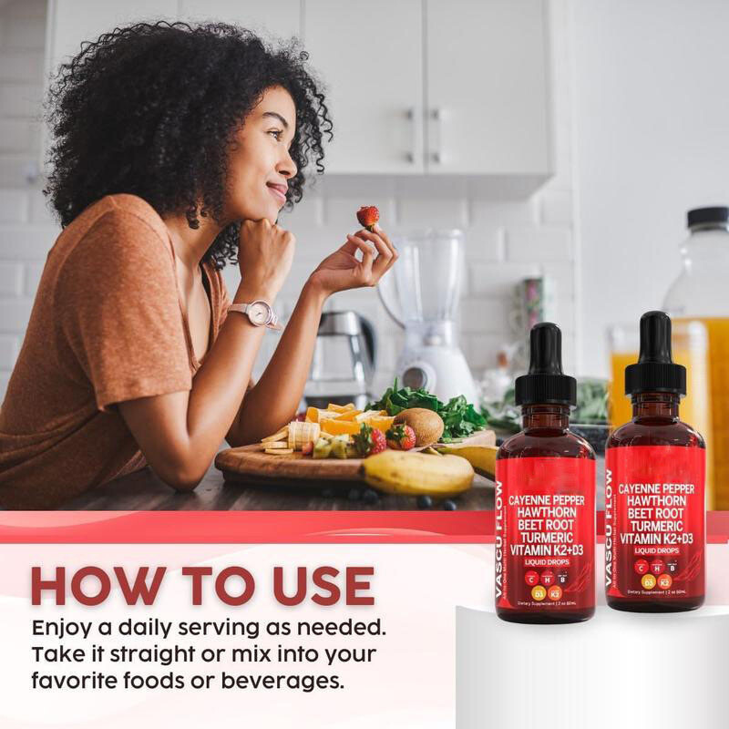 Nutra 1-3Packs Flow Cayenne Pepper Drops Liquid Hawthorn Root Vitamin Vascu