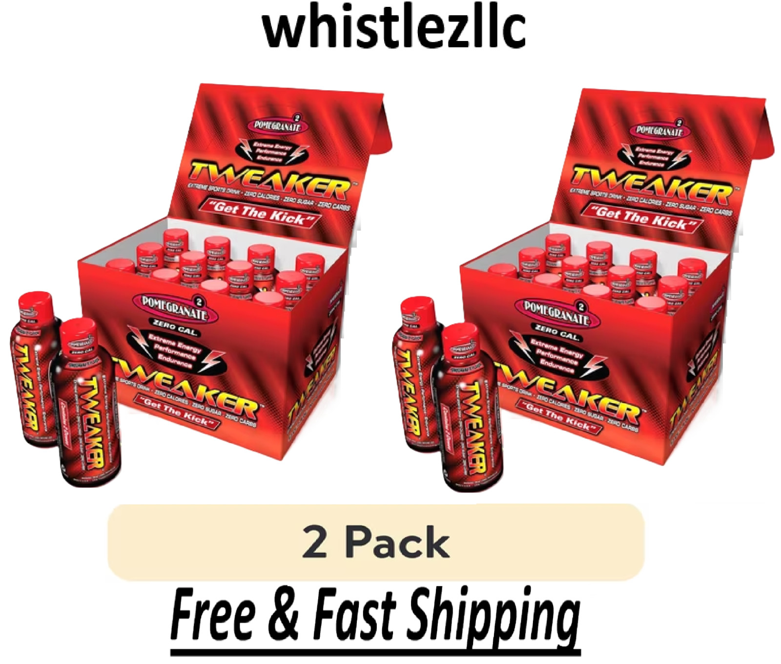 Tweaker Energy Shot, Pomegranate, 2 fl oz, 24 Count Total