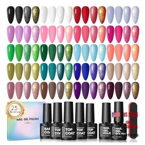 25PCS Gel Nail Polish Set Spring Summer Colors 25pcs All Seasons Gel Polish
