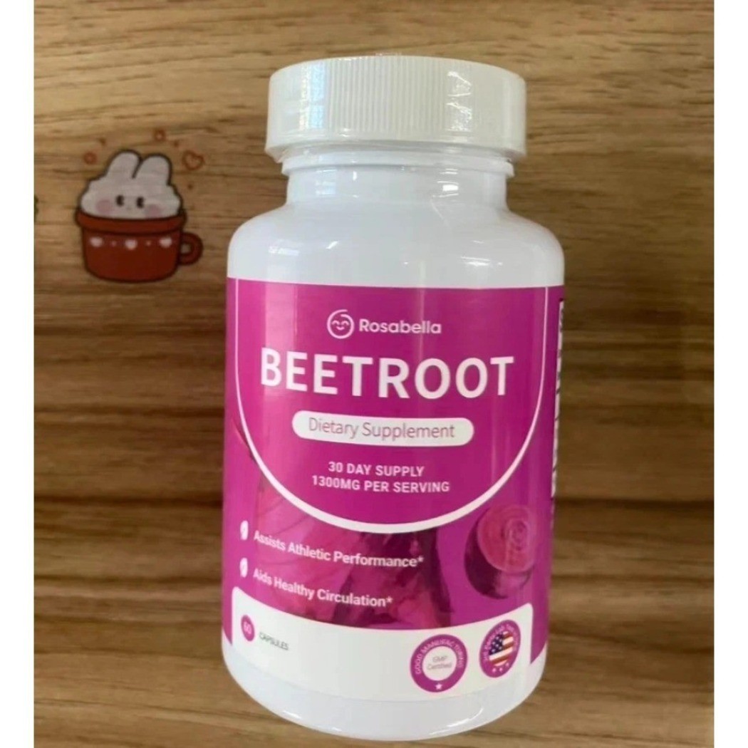 Rosabella Organic Beetroot 1300mg 60 Veggie Capsules Daily Dietary Supplement