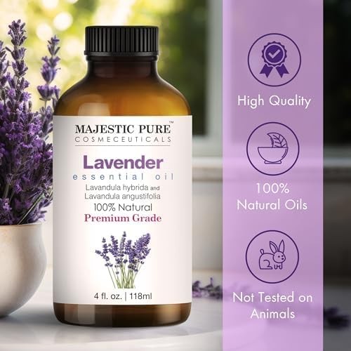 Lavender Essential Oil with Glass Dropper – Huge 4 Fl Oz – 100% Pure and Natural