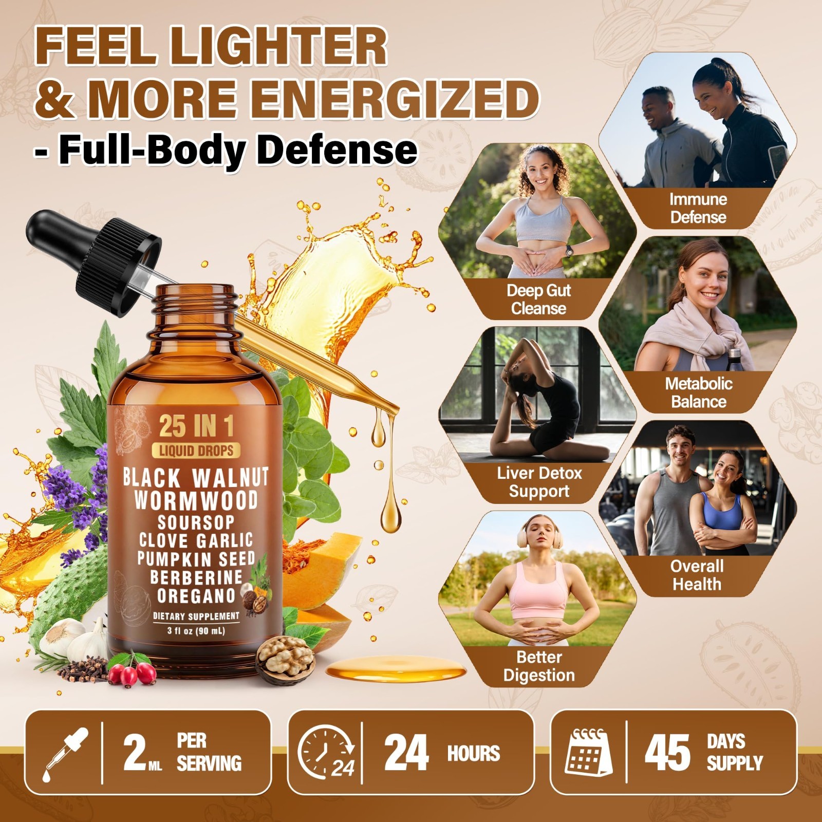 25-in-1 Parasite Cleanse – Liposomal Wormwood, Black Walnut, Clove & Garlic, 90m