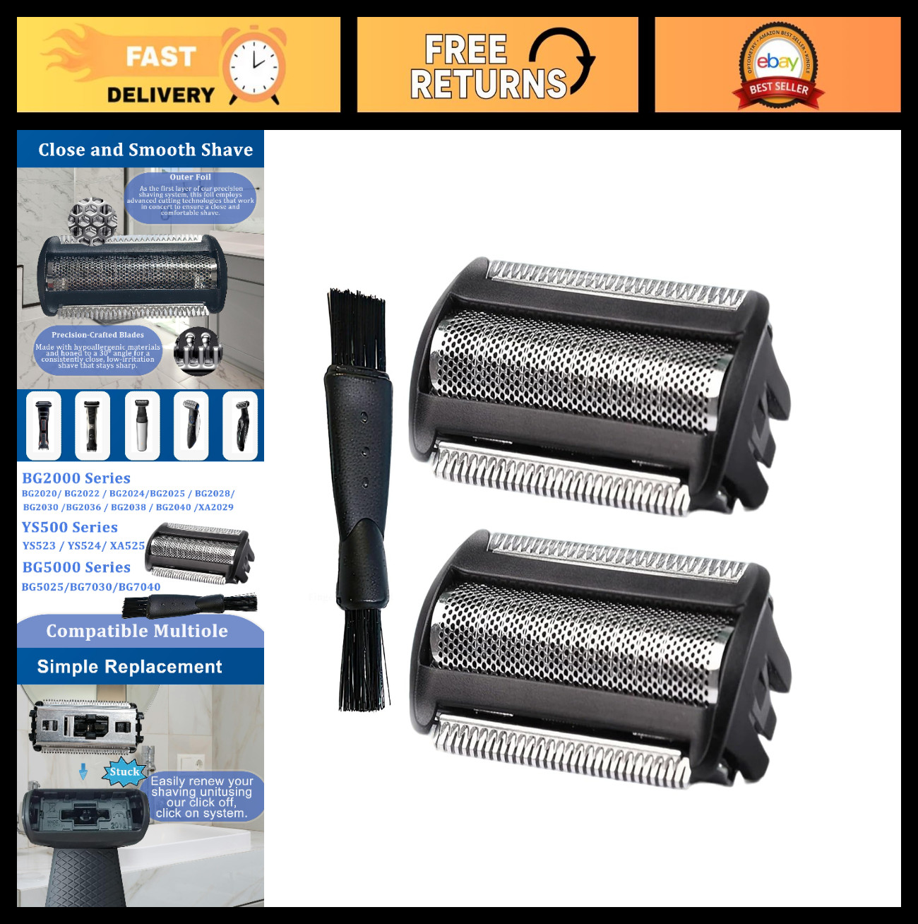 Replacement Head for Philips Norelco Body Groomer – 2 Pack, Compatible & Durable