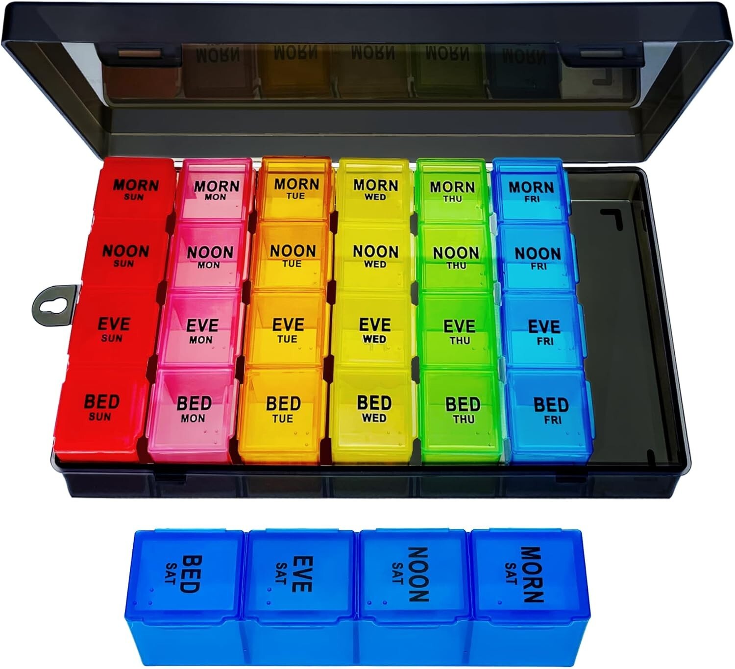 Weekly Pill Organizer 4 Times a Day, Large Medicine Organizer, Pill Box 7 Day 28