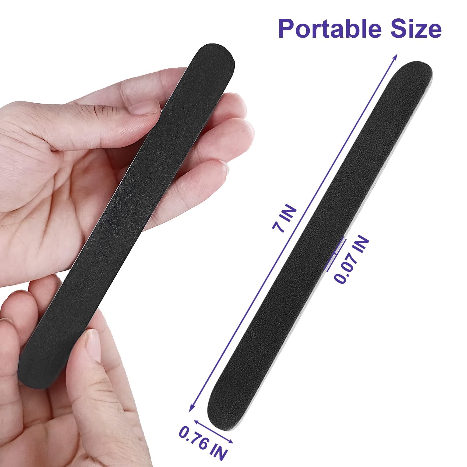 24Pk 100/180 Grit Black Emery Board Nail Files 7″ Wooden