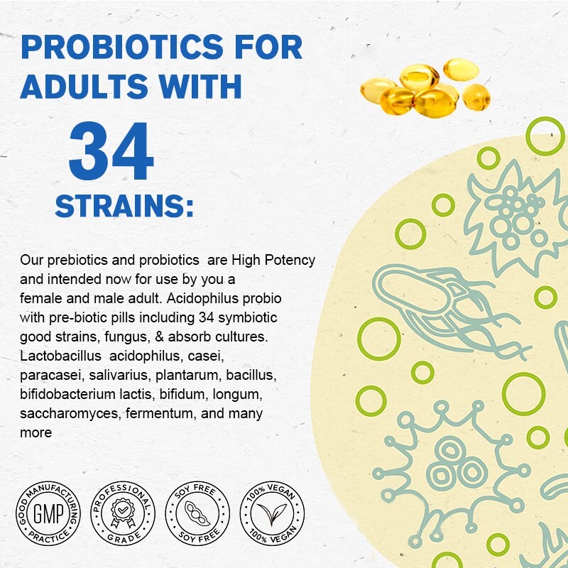 100 Billion CFU Probiotics & Digestive Enzymes – Gut Health & Digestion Support