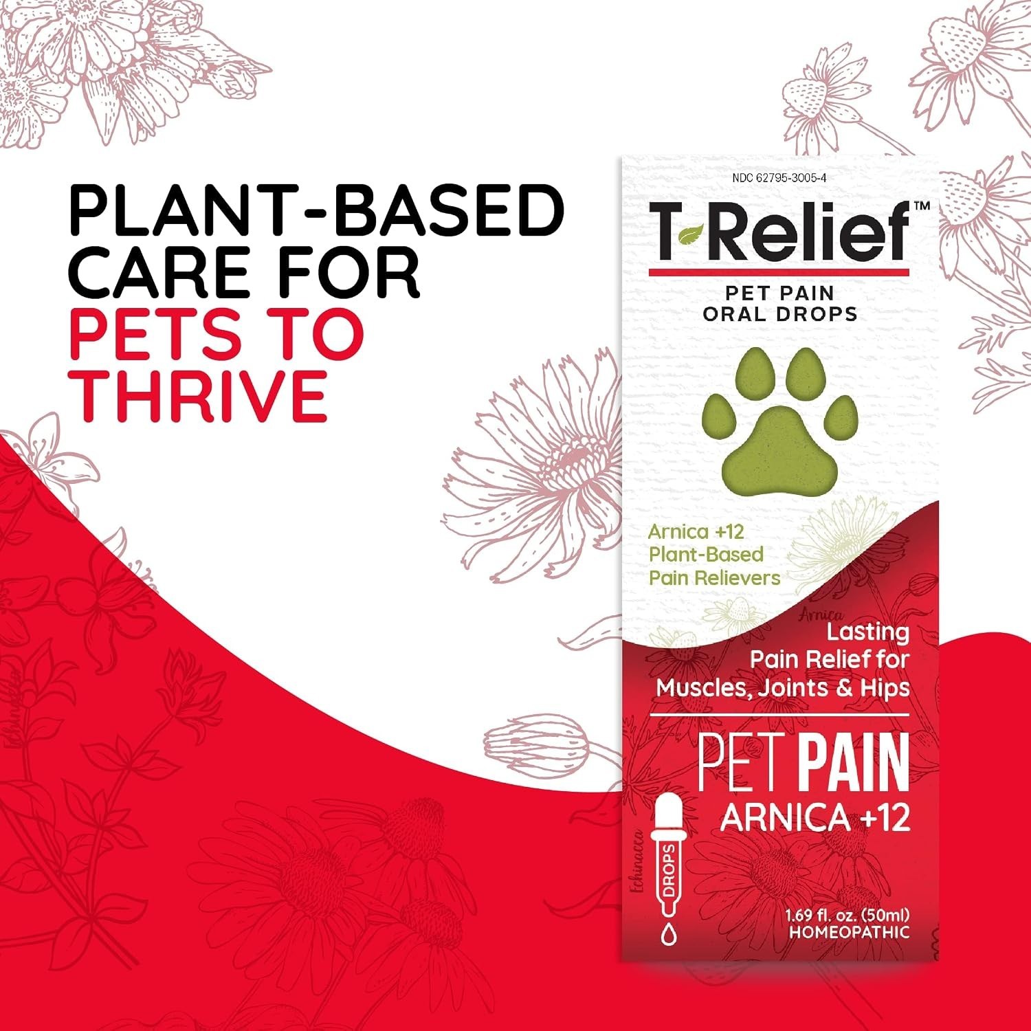 1.69oz T-Relief Pet Pain Relief Drops – Soothe Muscle and Joint Pain Naturally