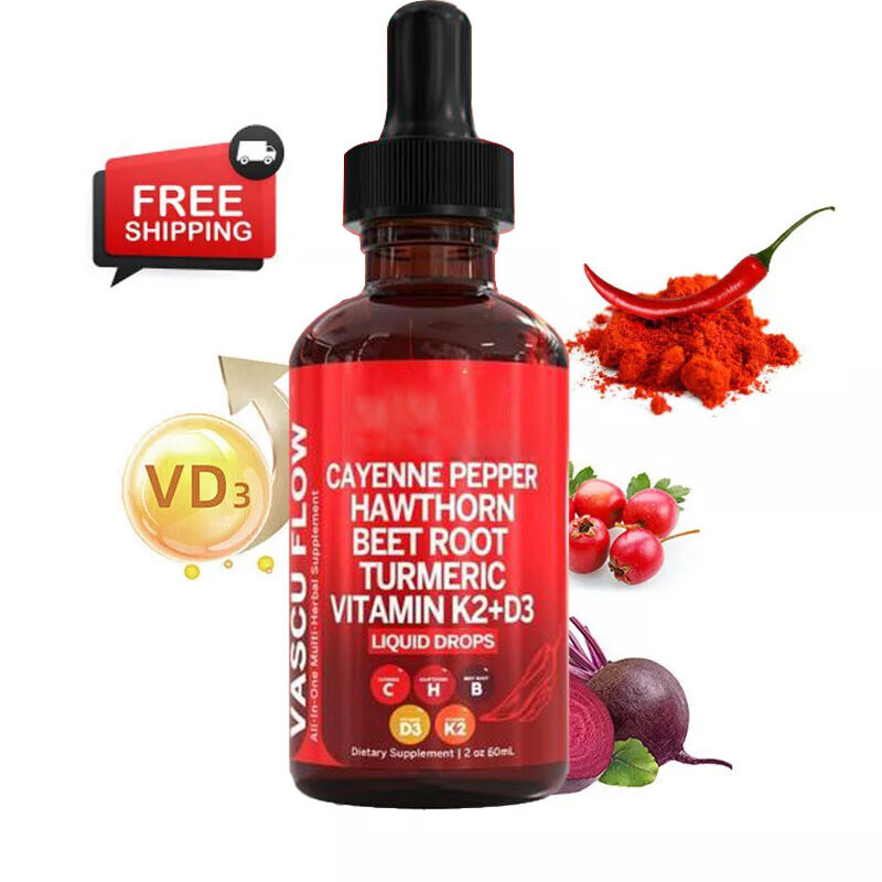 Nutra 1-3Packs Flow Cayenne Pepper Drops Liquid Hawthorn Root Vitamin Vascu