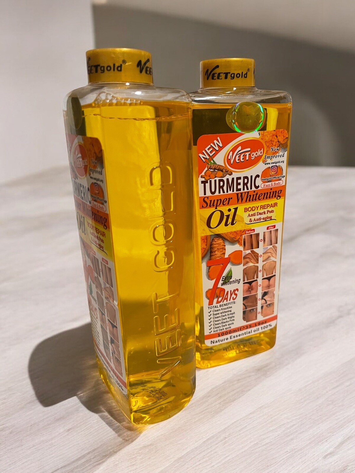 1 pc Veet Gold Turmeric Super Whitening Oil Original Jumbo Size 1000ml USA Stock
