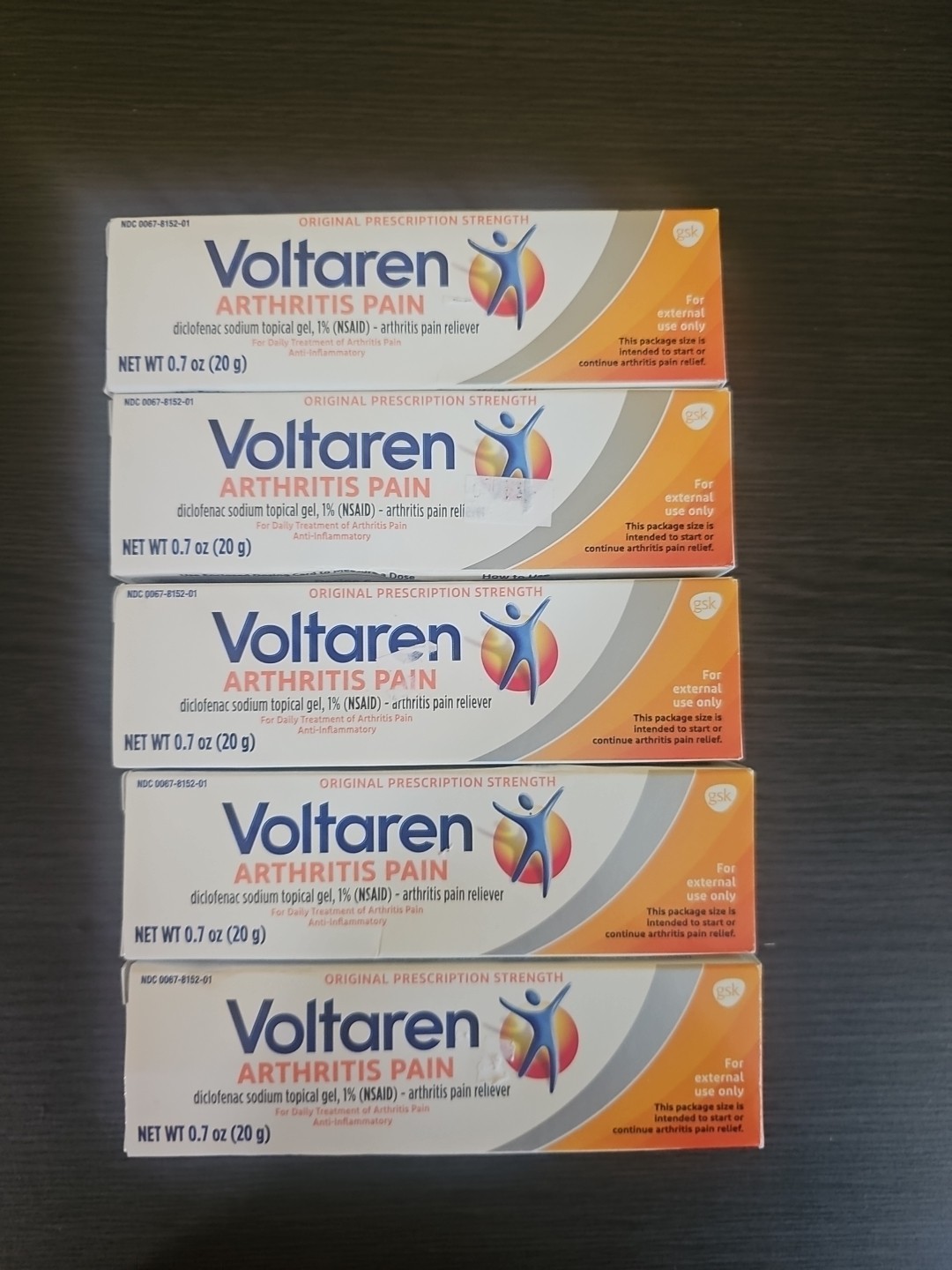 5 Voltaren Topical Gel Arthritis Pain Reliever Hand Wrist Knees 0.7oz Exp 06/26