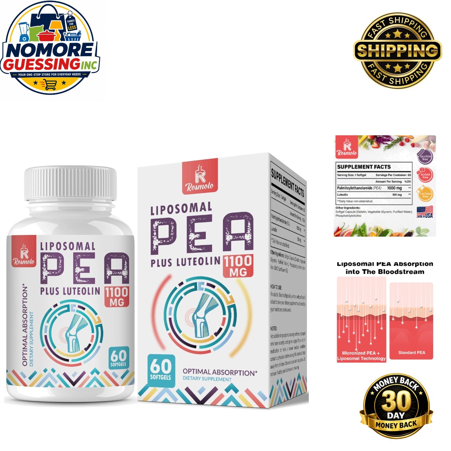 Micronized 1000mg Palmitoylethanolamide + 100mg Luteolin – Max Absorption